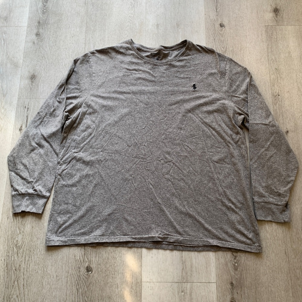 Polo‎ Ralph Lauren Men's XXL Heather Gray Long Sleeve Crewneck T-Shirt Pony Logo